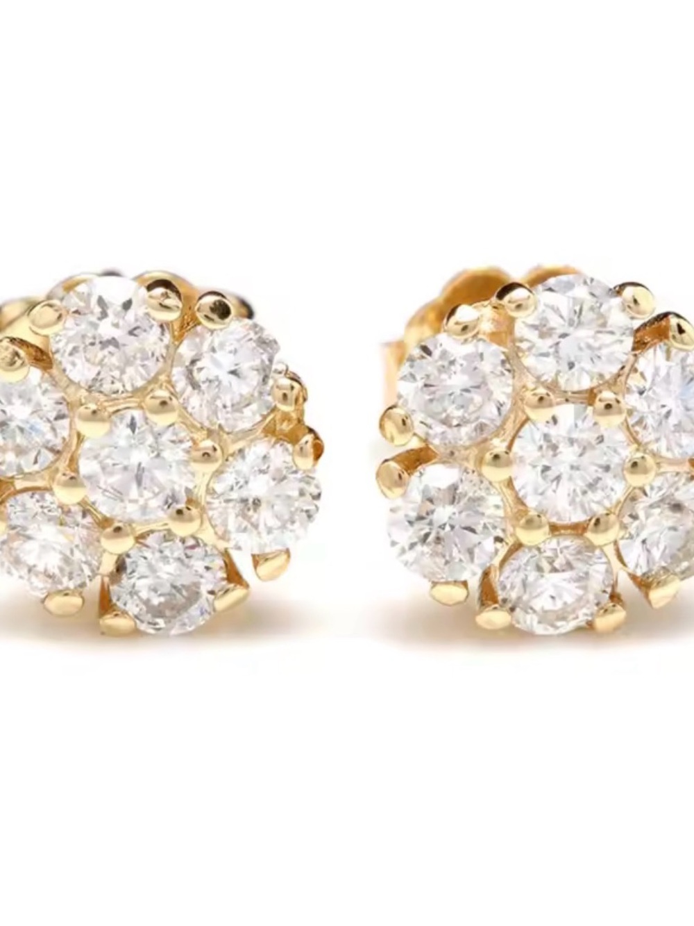 18k Gold Filled Cluster Lab Diamonds Stud Earrings - Picture 3 of 5